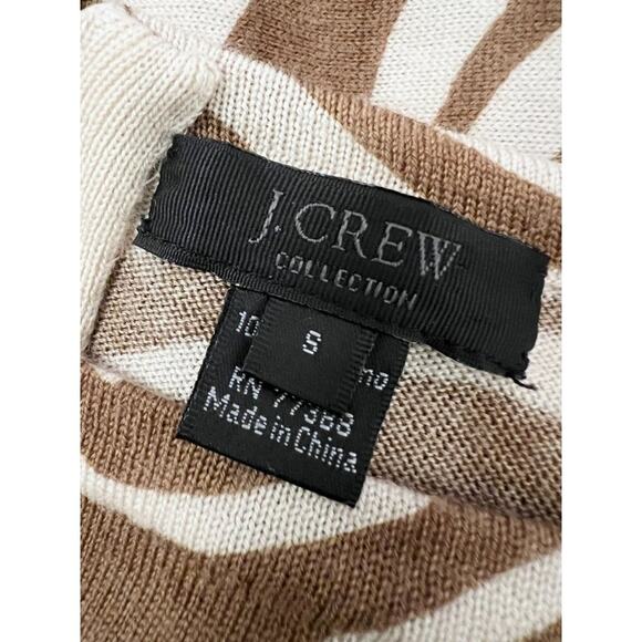 J CREW Merino Wool Sweater Dress S Zebra Animal Print Lightweight Safari Chic - Picture 2 of 10